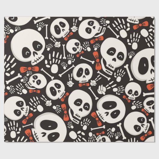 Scary Skull Halloween Pattern Cadeaupapier (Vlak)
