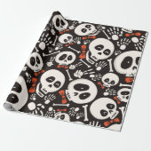 Scary Skull Halloween Pattern Cadeaupapier (Uitgerold)