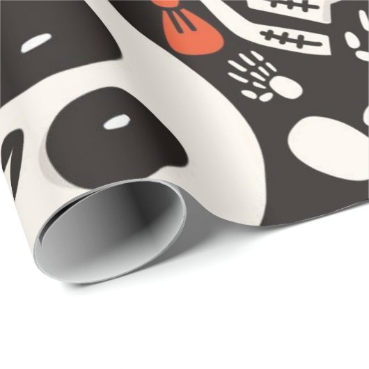 Scary Skull Halloween Pattern Cadeaupapier (Rol Hoek)