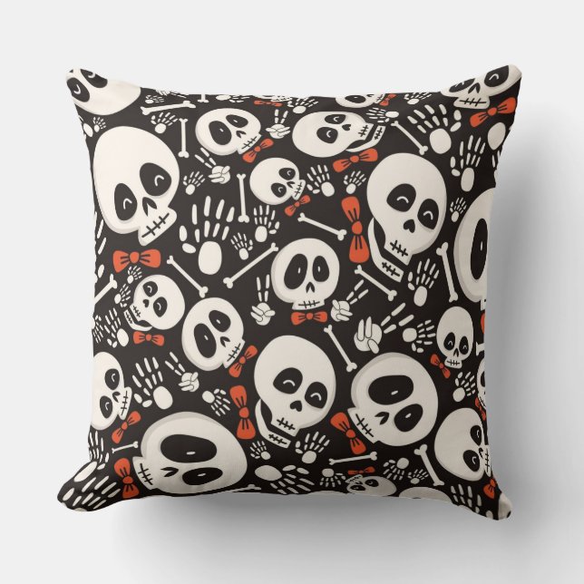 Scary Skull Halloween Pattern Kussen (Voorkant)