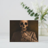 Scary Skull Man in Suit Briefkaart (Staand voorkant)