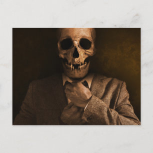 Scary Skull Man in Suit Briefkaart