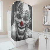 Scary Smiling Clown, Shower Curtain Art Douchegordijn (In situ)