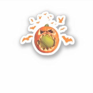 Scary Softball Jack O39Lantern Pumpkin Halloween S Sticker