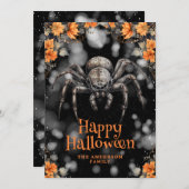 Scary Spider Floral Happy Halloween Kaart (Voorkant / Achterkant)
