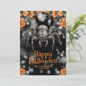 Scary Spider Floral Happy Halloween Kaart (Staand voorkant)