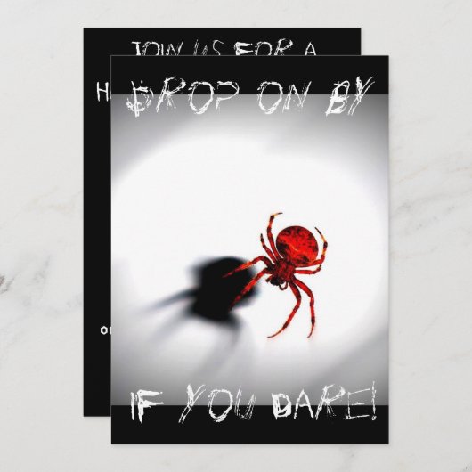 Scary Spider Halloween Invitation Kaart (Voorkant / Achterkant)