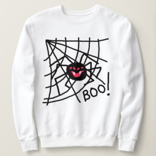 Scary Spider on Web Halloween Sweatshirt
