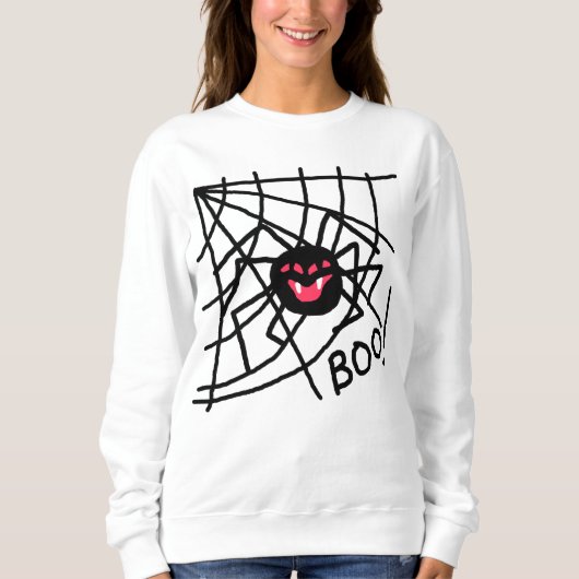 Scary Spider on Web Halloween Sweatshirt (Voorkant)