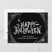 Scary Spider Web Halloween Party Uitnodiging Briefkaart (Voorkant / Achterkant)