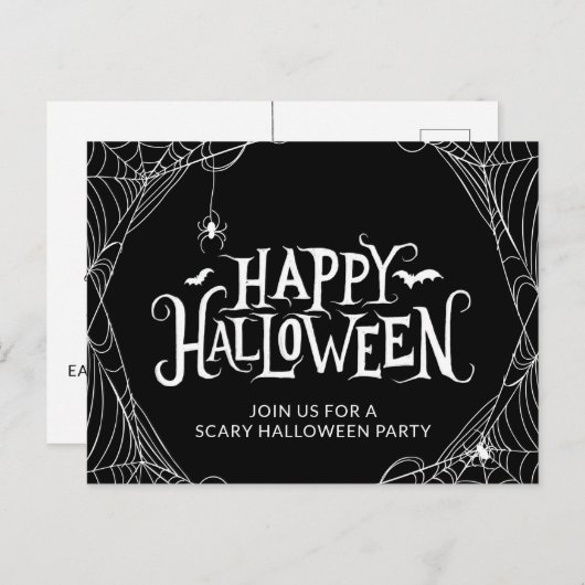 Scary Spider Web Halloween Party Uitnodiging Briefkaart (Voorkant / Achterkant)