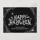 Scary Spider Web Halloween Party Uitnodiging Briefkaart (Voorkant)