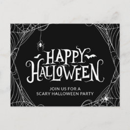 Scary Spider Web Halloween Party Uitnodiging Briefkaart