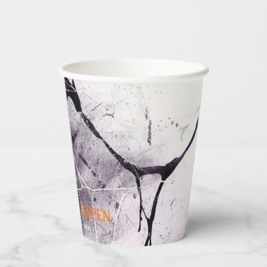 Scary Spider Web Happy Halloween Custom Name Papieren Bekers (Achterkant)