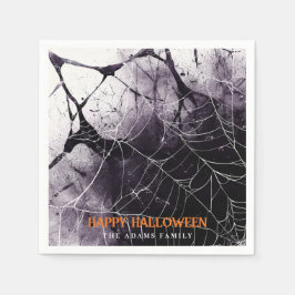 Scary Spider Web Happy Halloween Custom Name Servet