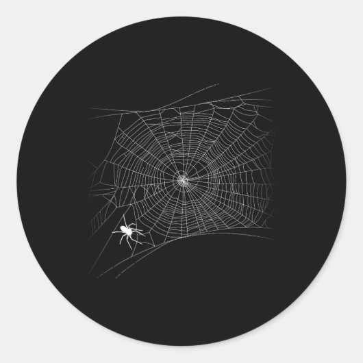 Scary Spider Web - Zwarte Weduwe Halloween Ronde Sticker (Voorkant)