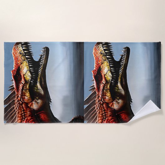 Scary Spinosaurus Dinosaur, Beach Towel Strandlaken (Voorkant)