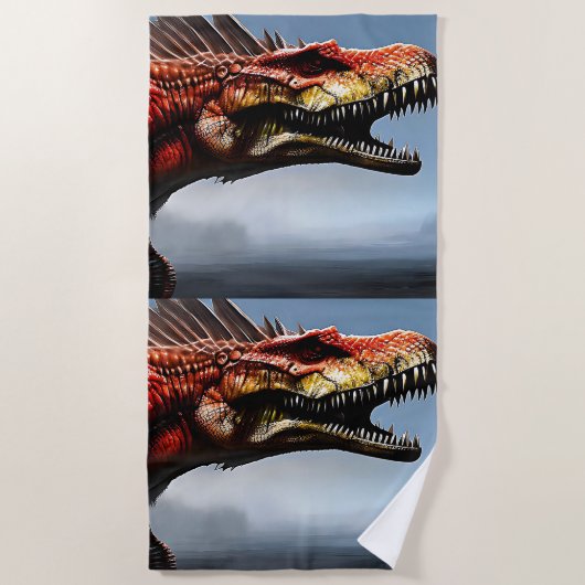 Scary Spinosaurus Dinosaur, Beach Towel Strandlaken (Voorkant)