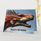 Scary Spinosaurus Dinosaur, Big Birthday Kaart (Gele Bloem)