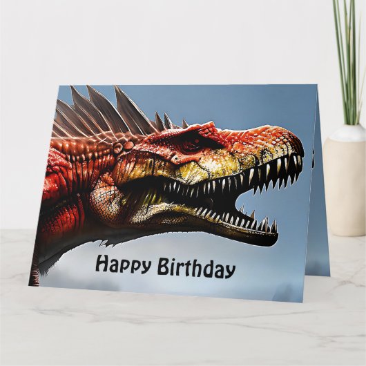 Scary Spinosaurus Dinosaur, Big Birthday Kaart (Voorkant)