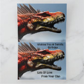 Scary Spinosaurus Dinosaur, Big Birthday Kaart (Binnen)