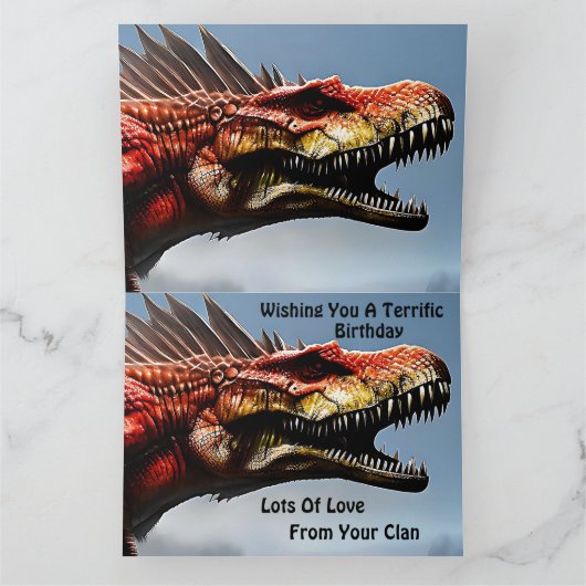 Scary Spinosaurus Dinosaur, Big Birthday Kaart (Binnen)