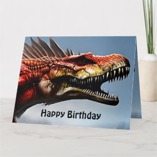 Scary Spinosaurus Dinosaur, Big Birthday Kaart