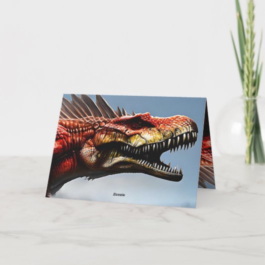 Scary Spinosaurus Dinosaur, Birthday Kaart (Achterkant)