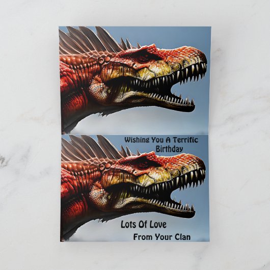 Scary Spinosaurus Dinosaur, Birthday Kaart (Binnen)