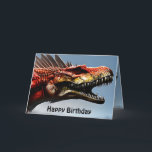 Scary Spinosaurus Dinosaur, Birthday Kaart<br><div class="desc">Beeld is een grote enge Spinosaurus Dinosaur met een verjaardagsbericht binnenin</div>