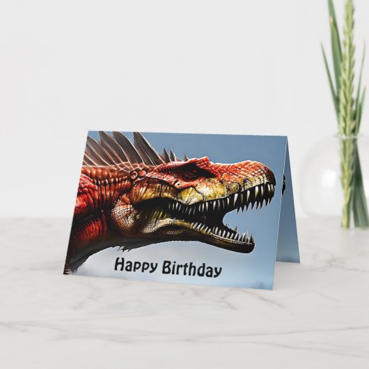 Scary Spinosaurus Dinosaur, Birthday Kaart (Voorkant)