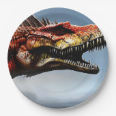 Scary Spinosaurus Dinosaur, Paper Borden Papieren Bordje (Voorkant)