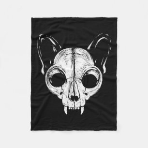 Scary Spooky Cat Feline Skull Skeleton Halloween A Fleece Deken