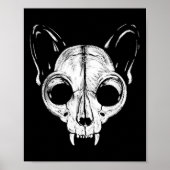 Scary Spooky Cat Feline Skull Skeleton Halloween A Poster (Voorkant)