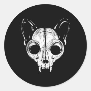 Scary Spooky Cat Feline Skull Skeleton Halloween A Ronde Sticker