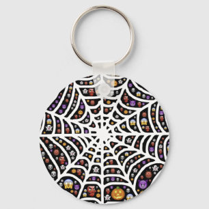 Scary Spooky Cobweb Collage Button Sleutelhanger