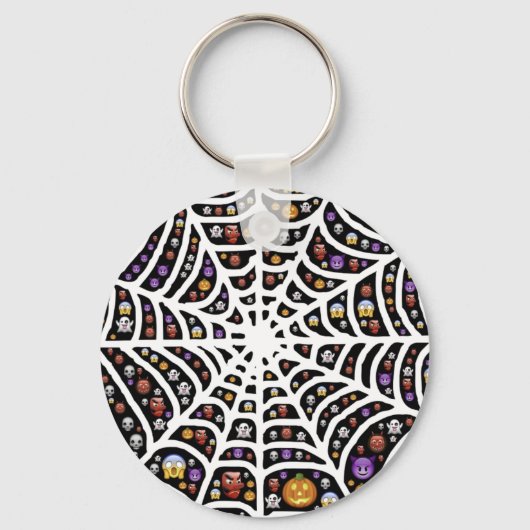 Scary Spooky Cobweb Collage Button Sleutelhanger (Voorkant)