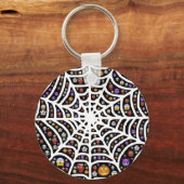 Scary Spooky Cobweb Collage Button Sleutelhanger (Voorkant)