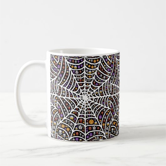 Scary Spooky Cobweb Collage Coffee Mok (Links)