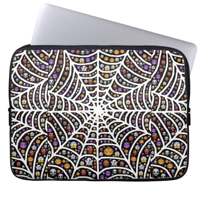 Scary Spooky Cobweb Collage Laptop Sleeve (Voorkant)