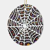Scary Spooky Cobweb Collage Ornament Round (Links)