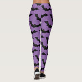 Scary Spooky Halloween Bat Pattern Black Paars Leggings (Achterkant)