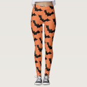 Scary Spooky Halloween Bat Pattern Black Sinaasapp Leggings (Voorkant)