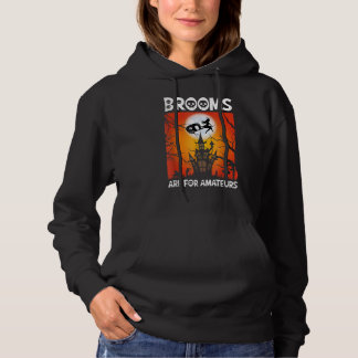 Scary Spooky Halloween Haunted Castle Night Broom Hoodie