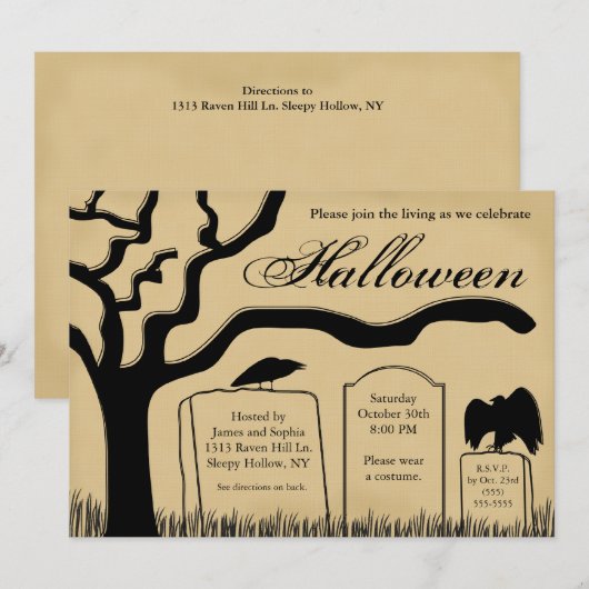 Scary Spooky Halloween Party Invitation Kaart (Voorkant / Achterkant)