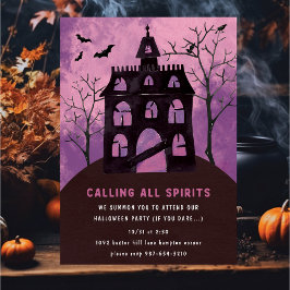 Scary Spooky Haunted House Halloween Fun Party Kaart