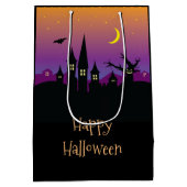 Scary Spooky Haunted House Oranje Halloween Party Medium Cadeauzakje (Achterkant)