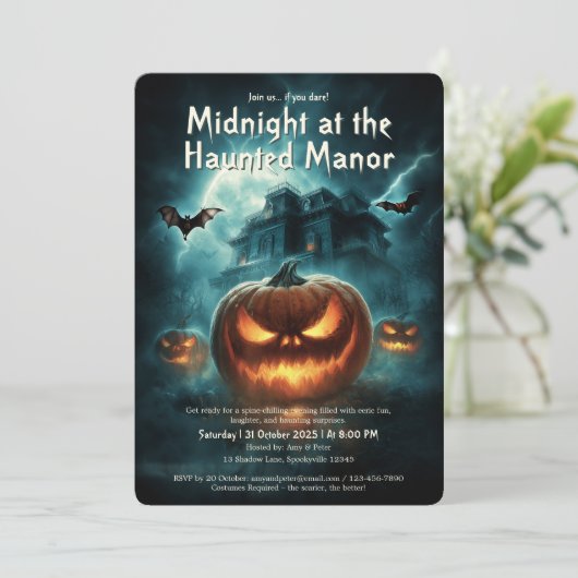 Scary Spooky Haunted House Volwassen Halloween Par Kaart (Staand voorkant)