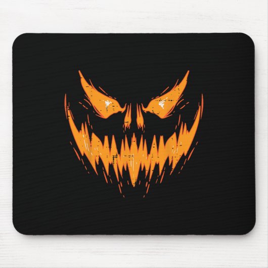 Scary Spooky Jack O Lantern Face Pumpkin Halloween Muismat (Voorkant)