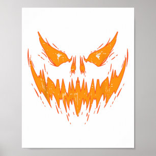 Scary Spooky Jack O Lantern Face Pumpkin Halloween Poster